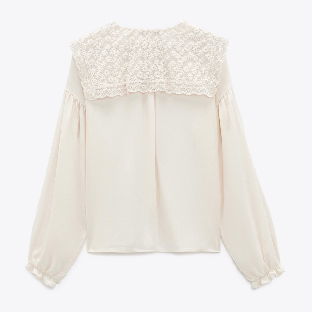 ZARA Embroidered Neckline Blouse - Picture 4 of 5